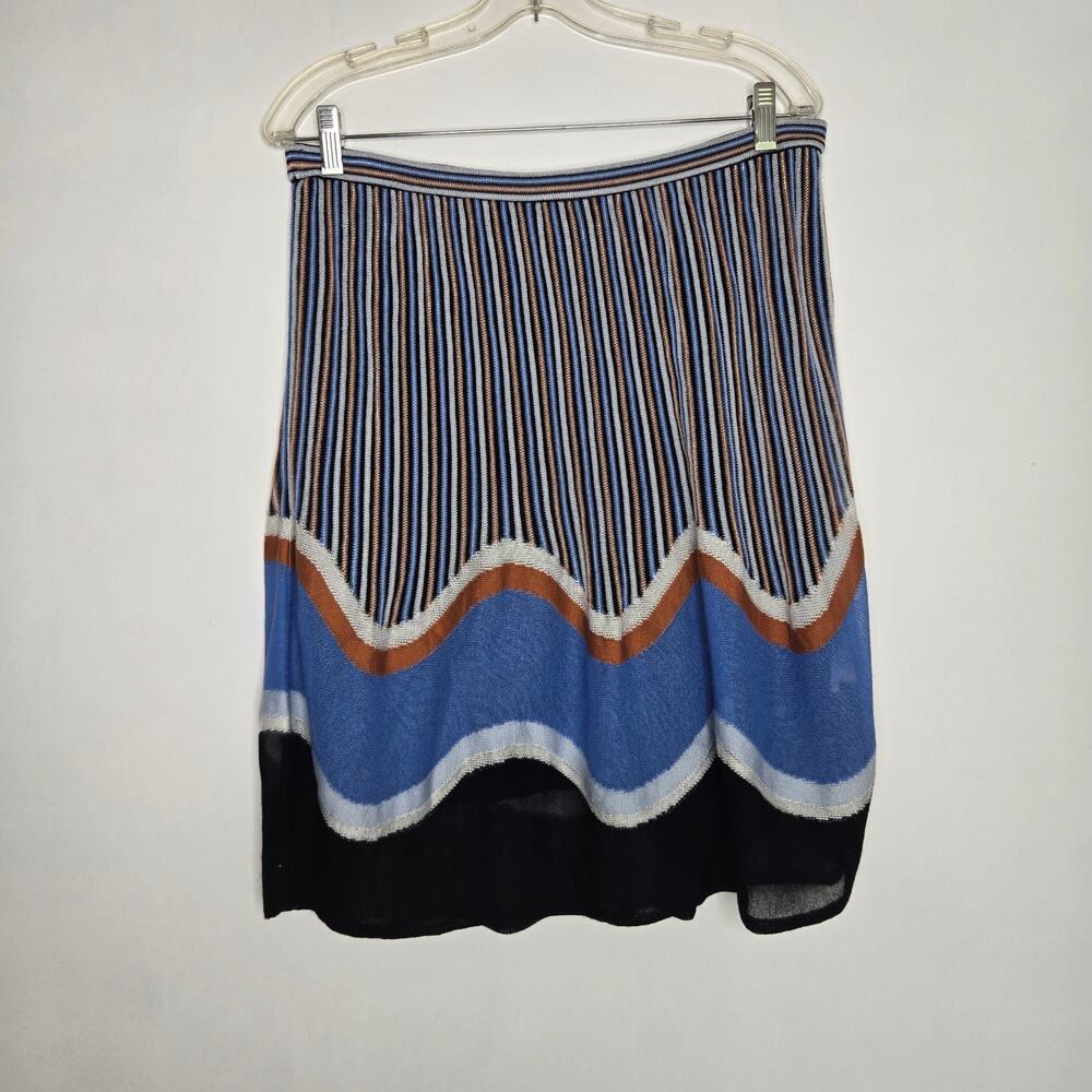 M Missoni Womens Knit Skirt Striped Wave Retro A Line Lightweight Euro Blue 10 - Picture 2 of 10